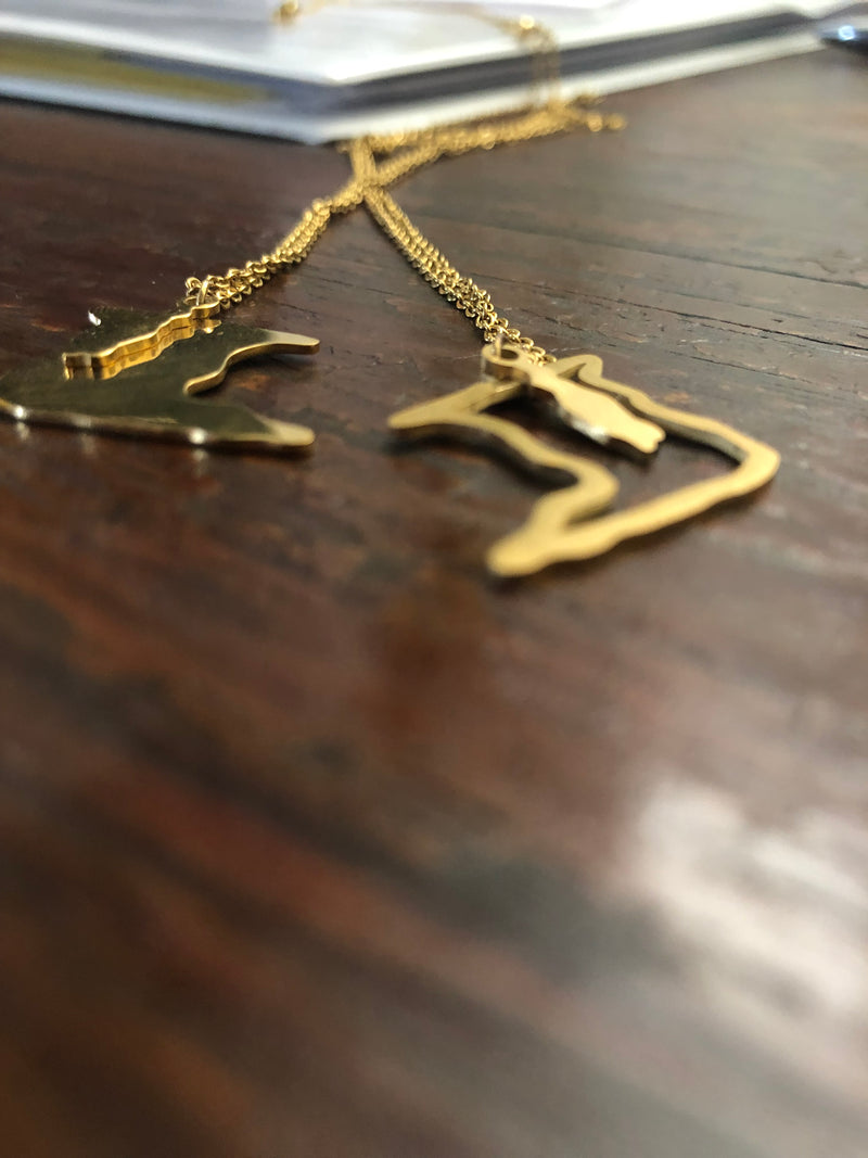 Trini Cut Out Map Necklace - Gold